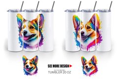 Corgi Dog Colorful | Tumbler Sublimation Wrap Product Image 5