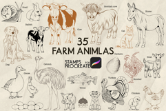 Farm animals Procreate Stamps Product Image 1