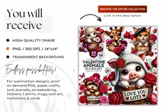 Valentines day flamingo Bucket Clipart,valentine sublimation Product Image 2