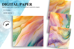 Rainbow Watercolor Alcohol Ink Background Digital Paper Product Image 1