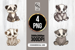 Cute Baby Badger Clipart Sublimation PNG Product Image 1