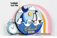 Sea Baby Name Sign SVG Laser cut file for Glowforge Product Image 1