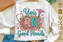 You RN Good Hands PNG Leopard Nurse Design, Cute RN Product Image 1