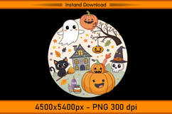 Cute Ghost Cat and Pumpkin Halloween PNG Design Product Image 1