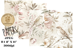 Shabby Chic, Birds, Mixed Media, Papers, Junk Journal Product Image 1