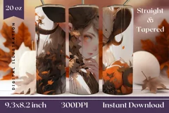Kawaii Halloween Tumbler Wrap Design, Halloween Sublimation Product Image 1