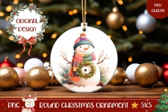 Cartoon Snowman Round Ornament, Winter Ornament Design Product Image 1