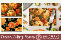Fall Pumpkin Roses Cutting Boards sublimation Design Product Image 1