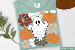 Boho Fall PNG | Boho Floral Ghost PNG | Girl Halloween PNG Product Image 1