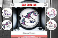 Car Coaster Sleeping Unicorn Product Image 1