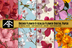 Orchid &amp; Azalea Flower Digital Paper | Flower Pattern Product Image 1