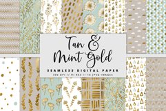 Tan Mint &amp; Gold Digital Paper Product Image 1