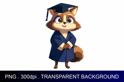 Cute raccoon | Graduation Illustration | Sublimation Design Product Image 1