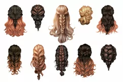 60 unique Hair clipart PNG digital download Product Image 3