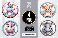 Cute Hippo Cartoon Clipart Sublimation PNG Product Image 1