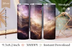 Purple Tumbler Wrap, Cosmic Sky Tumbler Sublimation Product Image 1