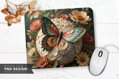Butterfly and Flowers Wallpaper Mouse Pad PNG Design Product Image 1