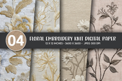 Floral Embroidery Knit Digital Paper Product Image 1