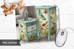 Butterfly And Floral Hand Painted Furniture Mouse Pad PNG Product Image 1