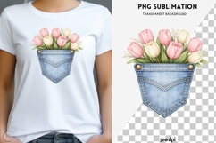 Denim pocket flowers png design for T-shirts Product Image 1
