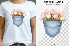 Denim pocket flowers png design for T-shirts Product Image 1