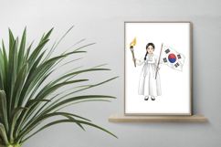 Korean Independence Spirit Girl Hanbok Taegeukgi Flag PNG Product Image 2