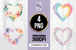 Watercolor Heart Clipart Sublimation PNG Product Image 1