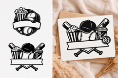 Baseball Split Monogram SVG, Baseball Cap, Popcorn, PNG Product Image 1