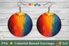 Art Paint Round Earrings, Abstract Rainbow Earring Design Product Image 1