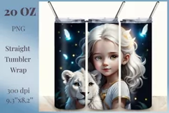 3D Sublimation Tumbler Design / Cute Girl and Lion / Png Product Image 1