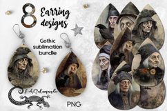 Gothic crow | Teardrop Earring Sublimation design bundle Product Image 1