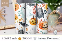Cartoon Halloween Tumbler Design, Watercolor Halloween Bats Product Image 1