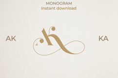 AK KA Wedding Monogram Logo | Elegant Initials Vector Product Image 1