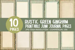 Rustic Green Gingham Junk Journal Pages Product Image 1