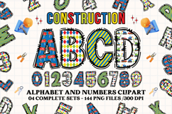 Construction Alphabet Clipart, construction letters doodle Product Image 1