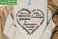 Aunt Heart Shape SVG | Mother's Day Heart SVG PNG Product Image 2