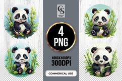 Cute Panda Bear Clipart Sublimation PNG Product Image 1