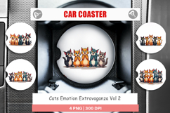 Cats Emotion Car Coaster Product Image 1