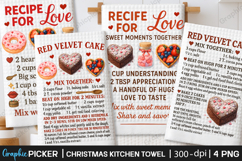 Valentine Kitchen Towel PNG, Valentine day Sublimation, Love Product Image 1