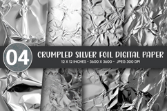 Crumpled Silver Foil Digital Paper Product Image 1