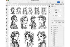 55 Procreate Steampunk Girls Stamp Brushes Product Image 8