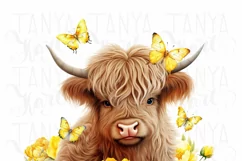 Little Cow With Peonies, Highland Cow Printable Art Product Image 2