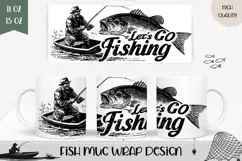 Let's Go Fishing Mug Wrap, Dad Mug, Fisherman Mug Template Product Image 1