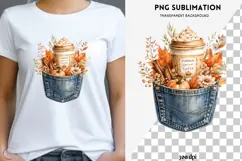 Autumn denim pocket png design for T-shirts Product Image 1