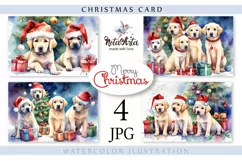 Watercolor cards with Labradors for Christmas. Puppies Product Image 1