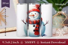 Christmas Tumbler Wrap, Snowman Tumbler Sublimation Design Product Image 1
