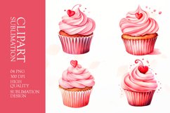 Watercolor Sweet Cake Clipart, Valentines Day Clipart Product Image 1