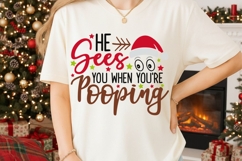 He Sees You When You&#039;re Pooping Svg, Funny Christmas Svg. Product Image 3