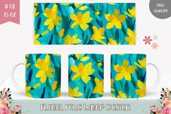 Narcissus Mug Template, Blue Coffee Mug Sublimation Product Image 1
