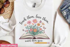 Teach them love them PNG, Retro Teacher Sublimation PNG Product Image 2